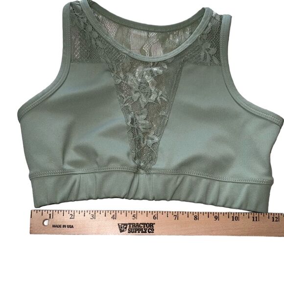 Nova Sport Sage Green Lace Back Bralette Sports Bra Large Layering Spring Summer - Picture 6 of 7